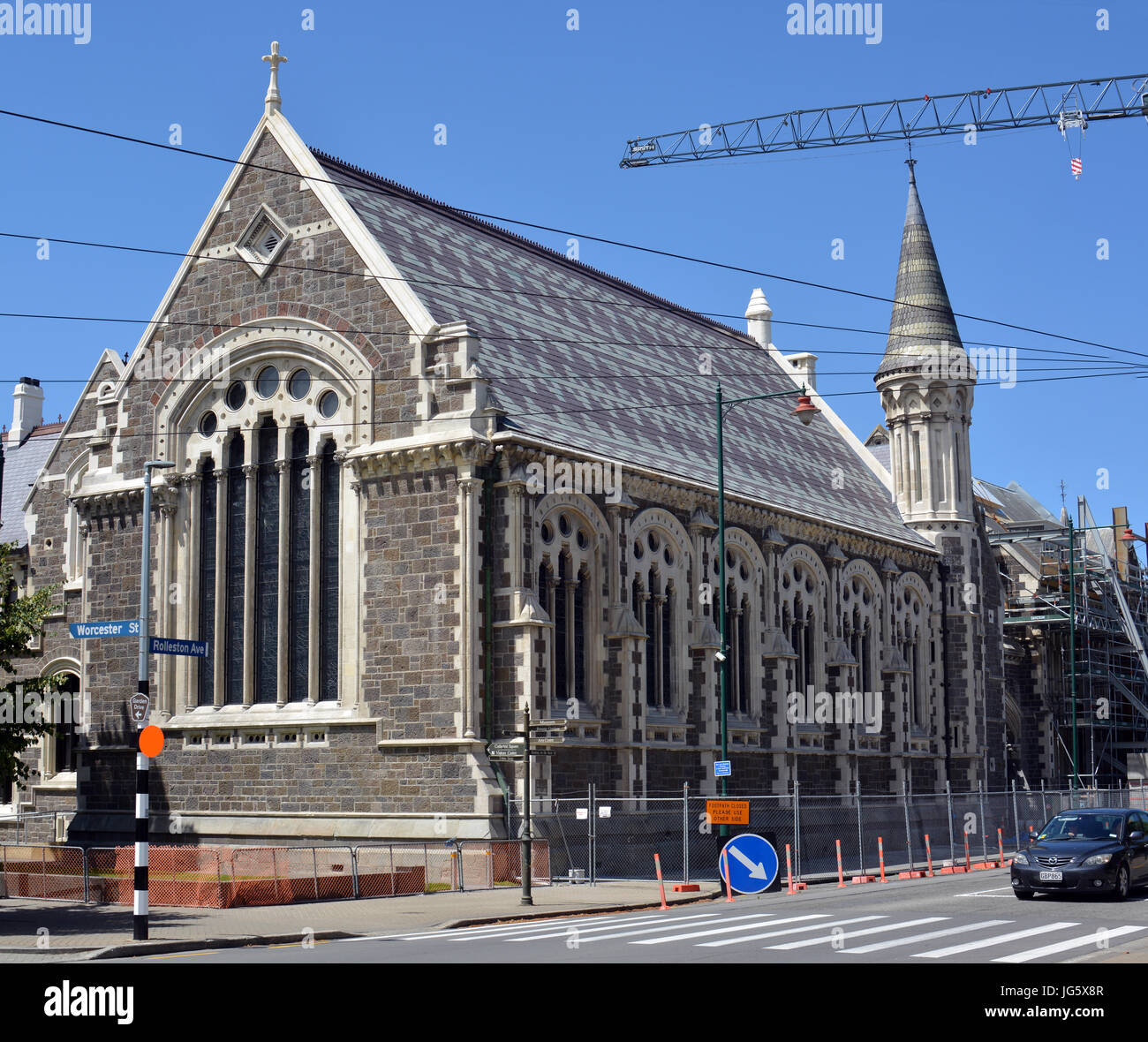 Christchurch, Nouvelle-Zélande - 15 janvier 2017 : l'emblématique et historique Great Hall (salle de concert) dans le Christchurch Arts Centre est maintenant restauré à sa Banque D'Images