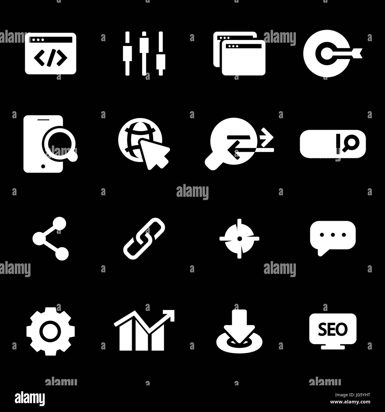 Vector blanc, seo icons set Illustration de Vecteur