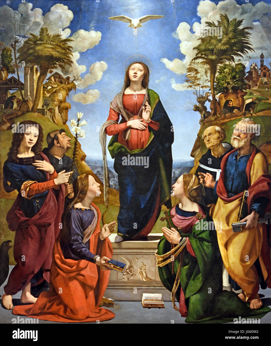 L'Incarnation du Christ, avec Catherine, Marguerite, Jean l'Évangéliste, Peter, Filippo Benizzi et Antonino 1500 Piero di Cosimo - Piero di Lorenzo 1462 - 1522 Florence Italie Italien Banque D'Images