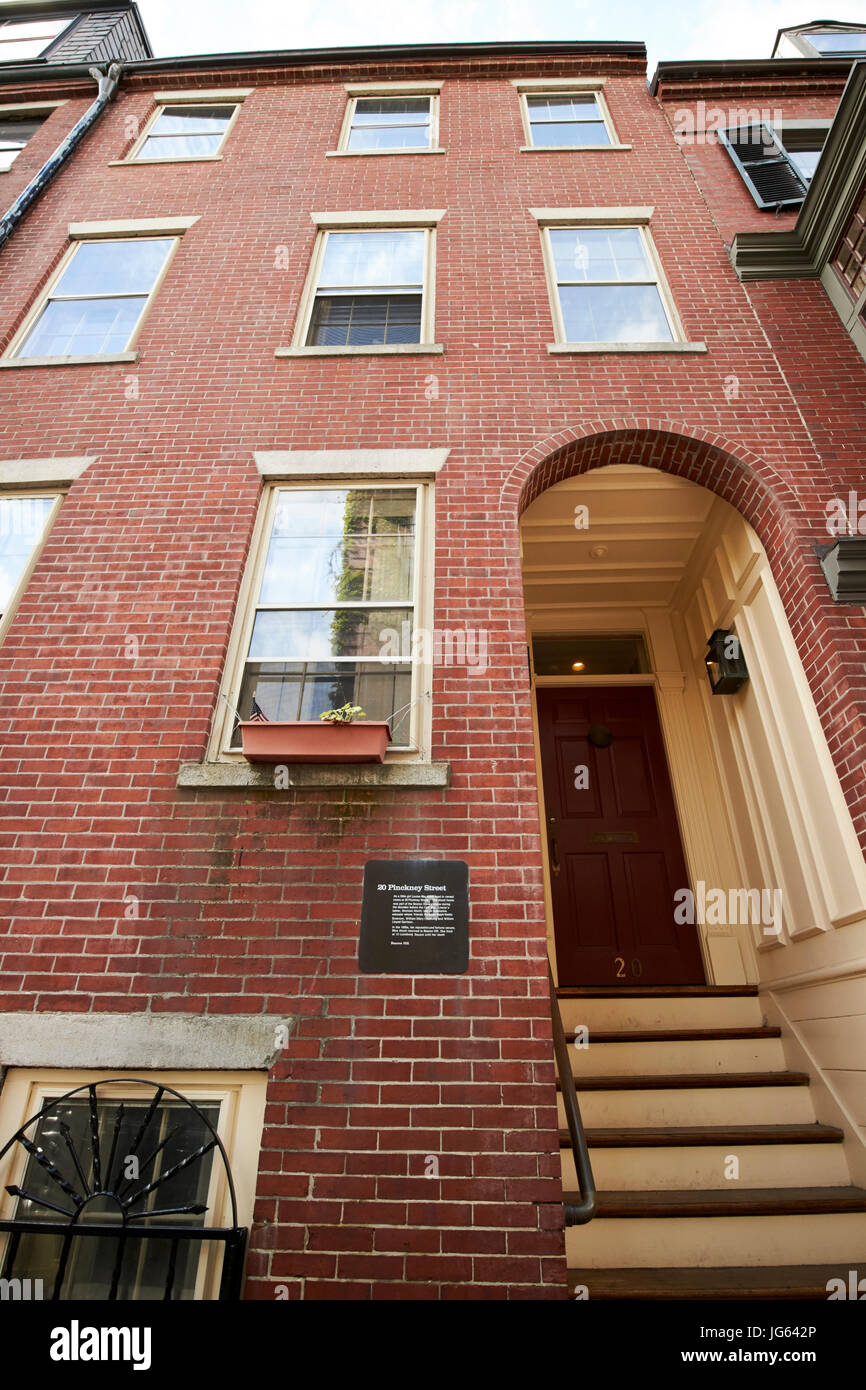 20 pinckney street home à Louisa May Alcott, Boston USA Beacon Hill Banque D'Images