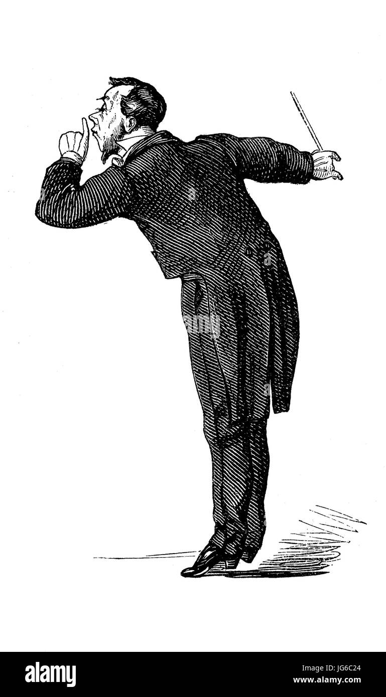 Amélioré : numérique, chef d'orchestre, divers mouvements dans la conduite d'un orchestre, illustration du 19ème siècle Banque D'Images