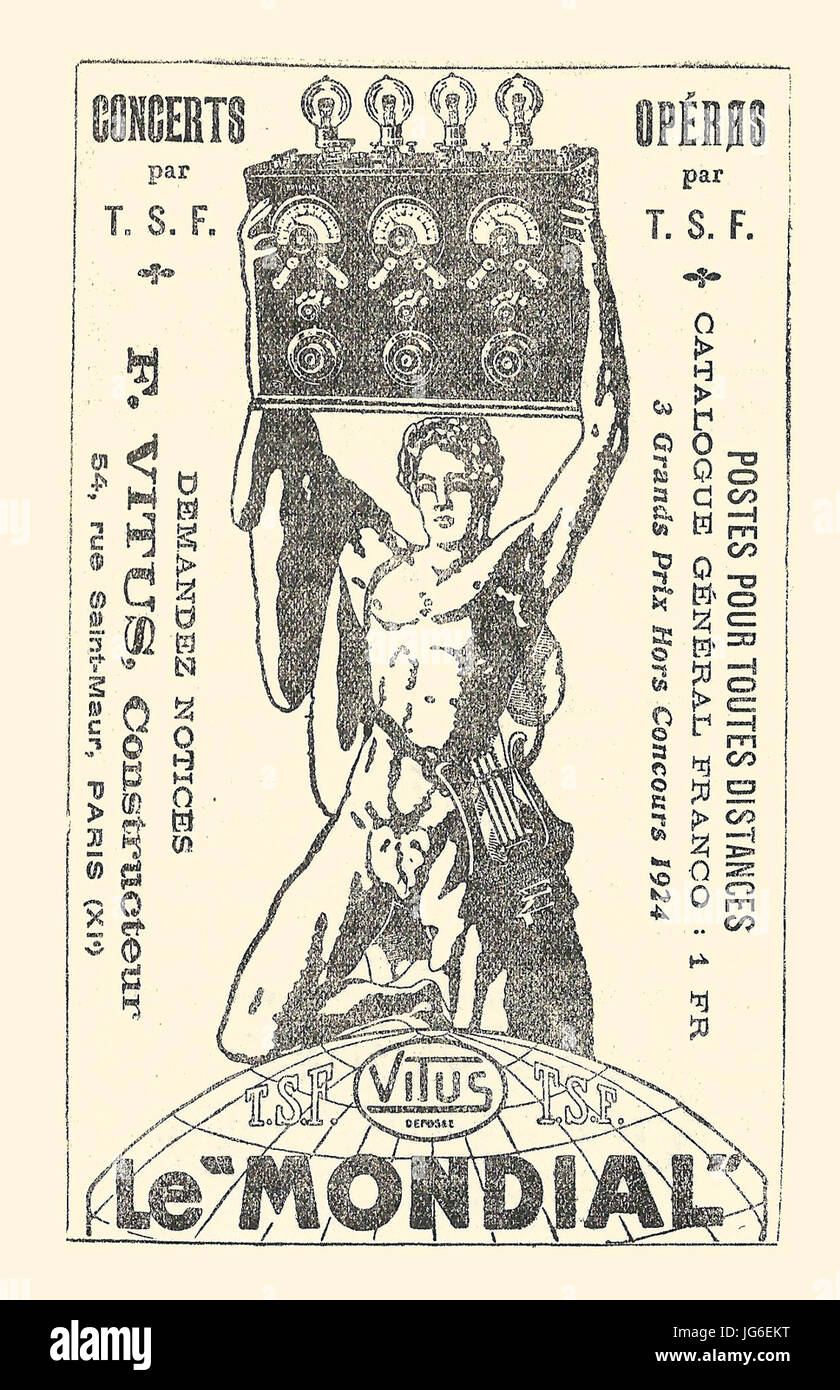 Vitus-Le TSF réclame Mondial-1925 Banque D'Images