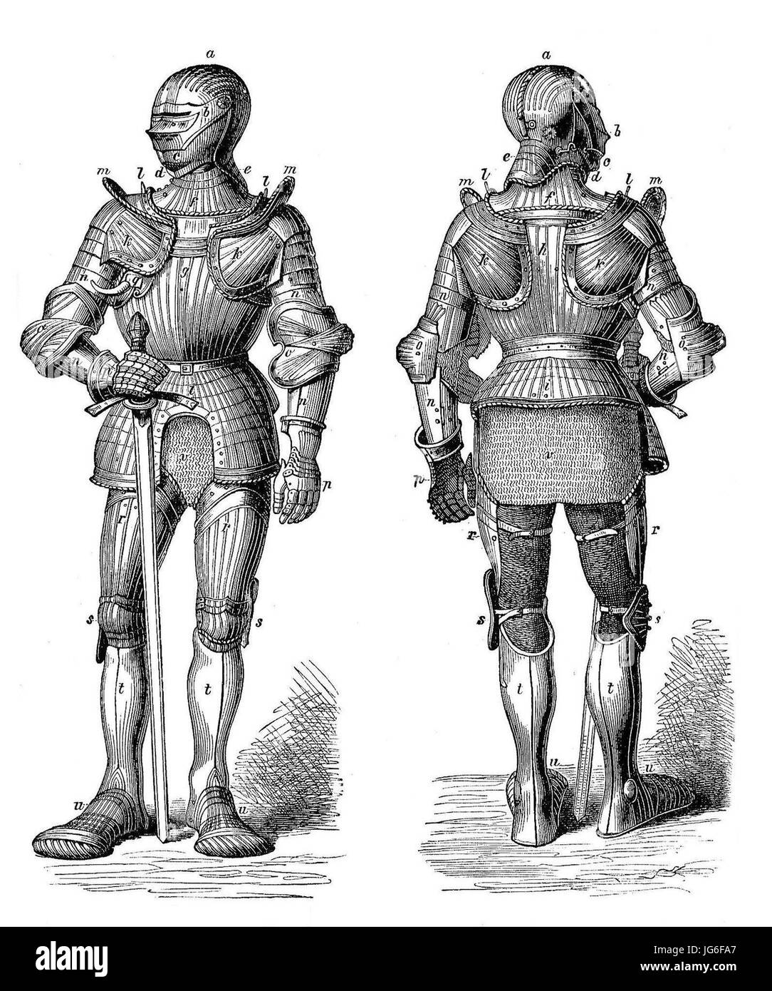 - Rüstung Bestandteile - Vorder- und Rückseite Banque D'Images