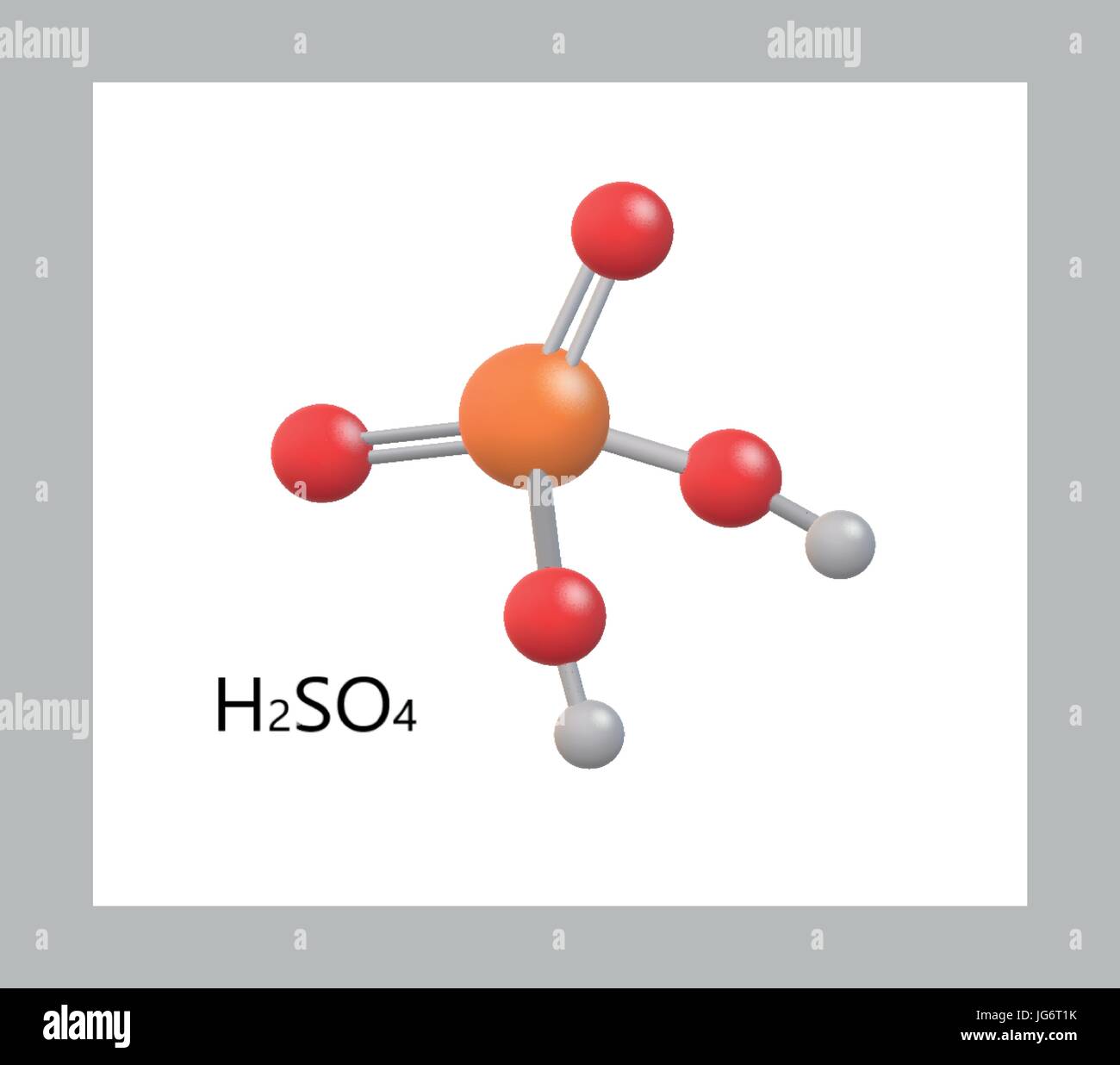 H2SO4 molécule modèle d'acide sulfurique, l'acide minéral fort hautement corrosif Illustration de Vecteur