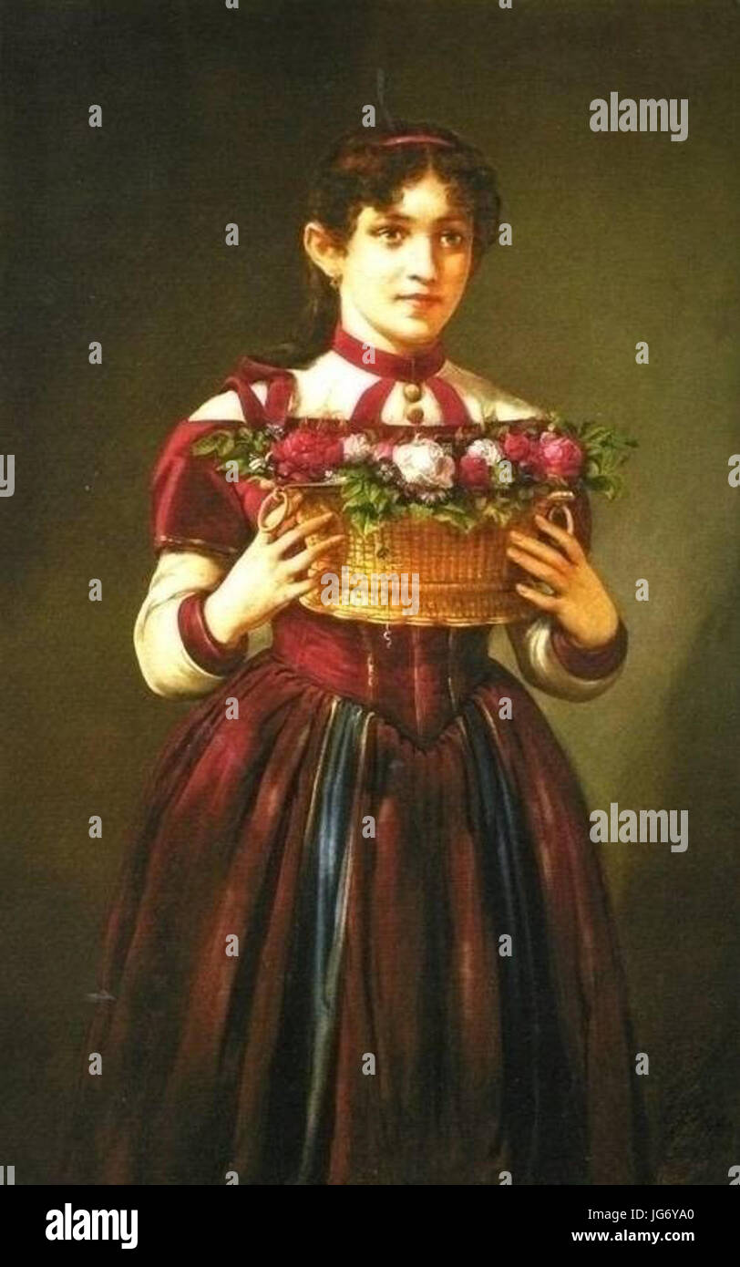 Une représentation de Salomé, la mettant en scène avec des fleurs, capturant le personnage du récit biblique. Banque D'Images