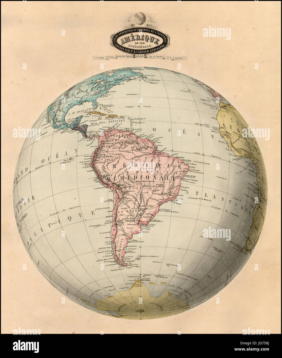 Mapa antiguo América del Sur (l'Amérique du Sud carte ancienne) Banque D'Images