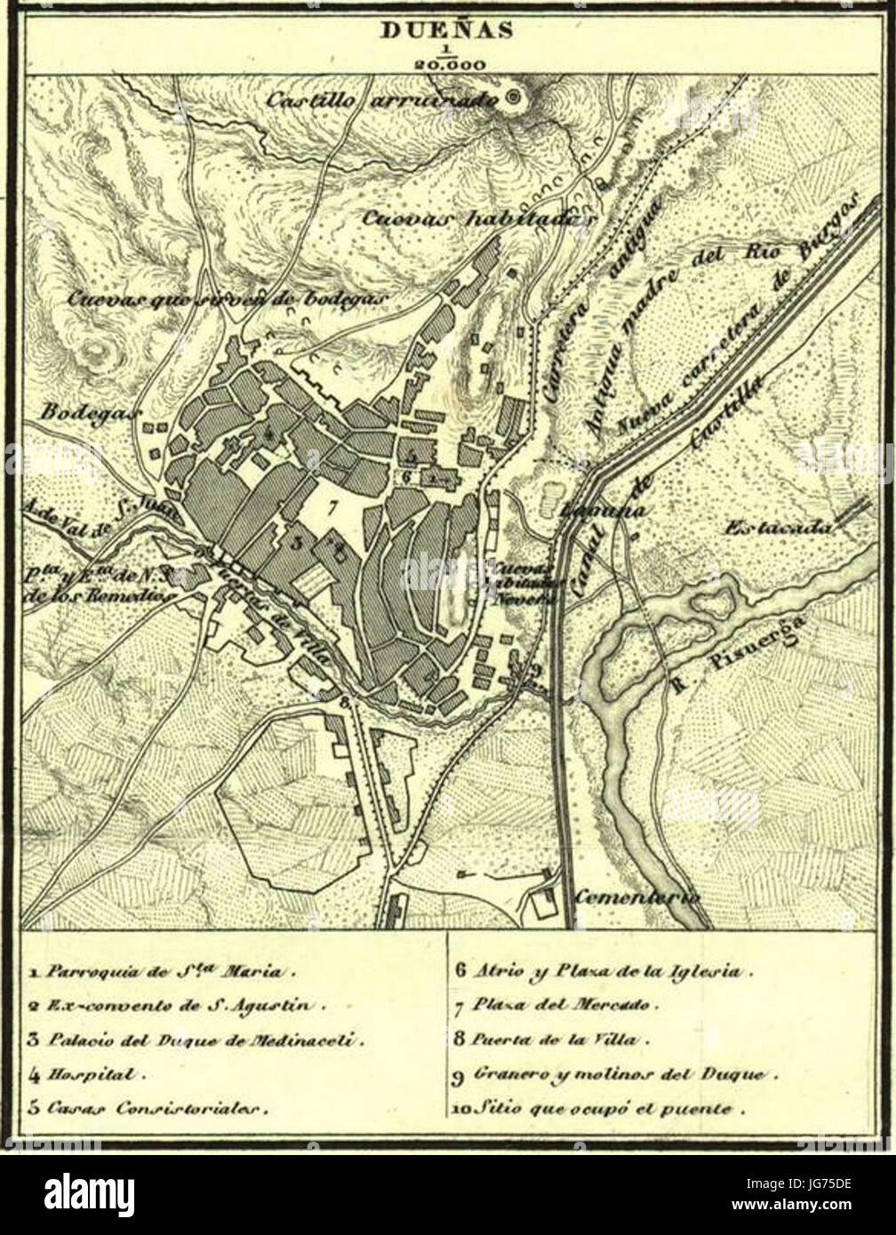 Mapa de Dueñas (1852), por Francisco Coello Photo Stock - Alamy