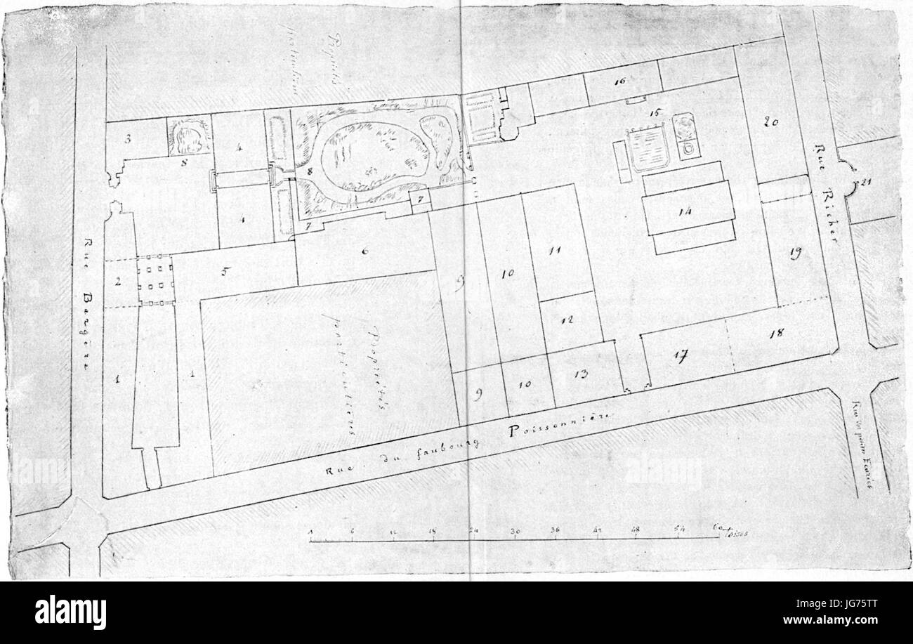 Plan du site des Menus-Plaisirs et du Conservatoire 1814 - Prod'homme 1929 pp120-121 Banque D'Images