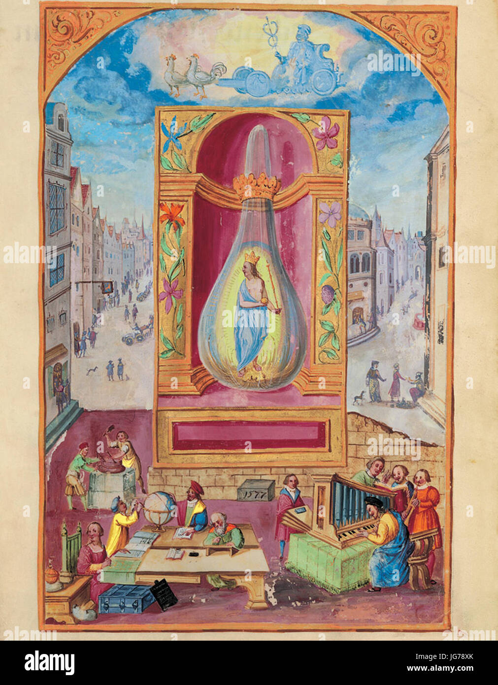 Splendor Solis - Traité d'Alchimie - Mercure - La reine bleue (Les Sept Flasques) Banque D'Images