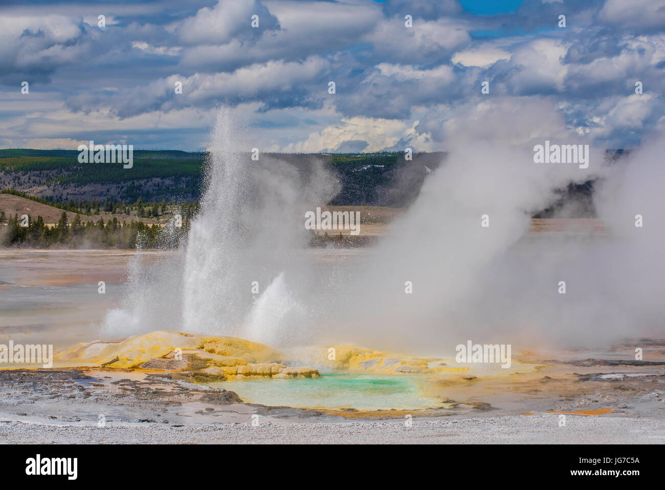 Éruption de geysers, Yellowstone National Park, Wyoming, USA Banque D'Images