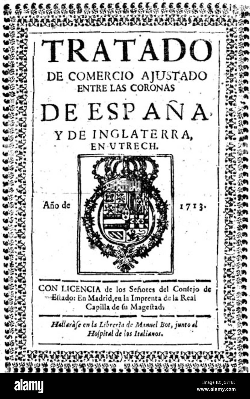 Tratado comercio Guerra Sucesion Española 1713 Banque D'Images