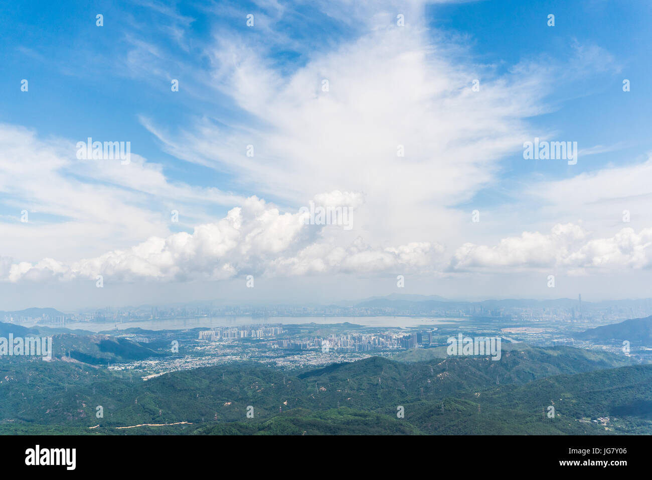 Chine Hong kong cityscape Vue aérienne d'avion Banque D'Images