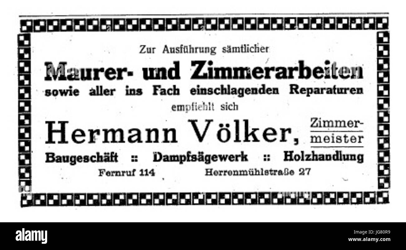 VÖLKER Herrenmühlstr 28Baugeschäft Gmbh29 Banque D'Images