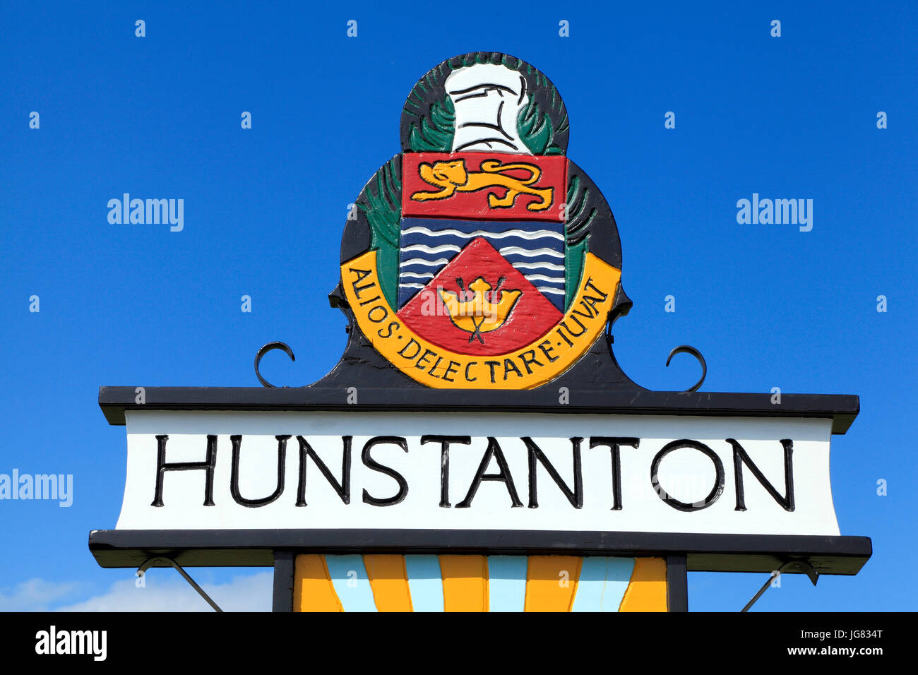 La ville de Hunstanton, signe. Norfolk, England, UK Banque D'Images