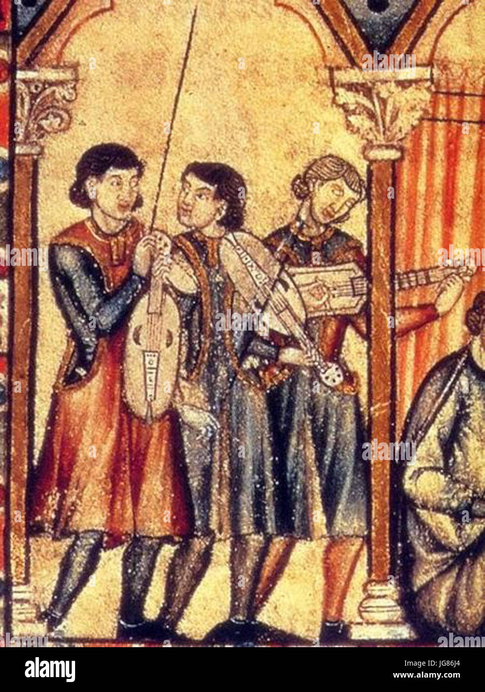 Vielles et Citole autographe T 28l'Escorial, Biblioteca del Real Monasterio MS. T. I. 129 fol. 5r détail Banque D'Images