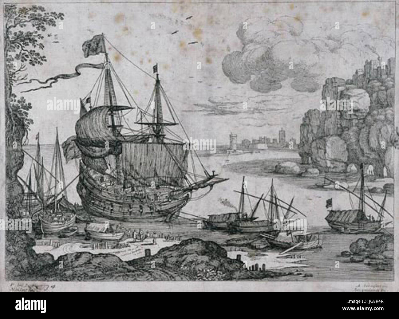 Vue d'un port WVN naar Paul Bril ca 1610 Banque D'Images