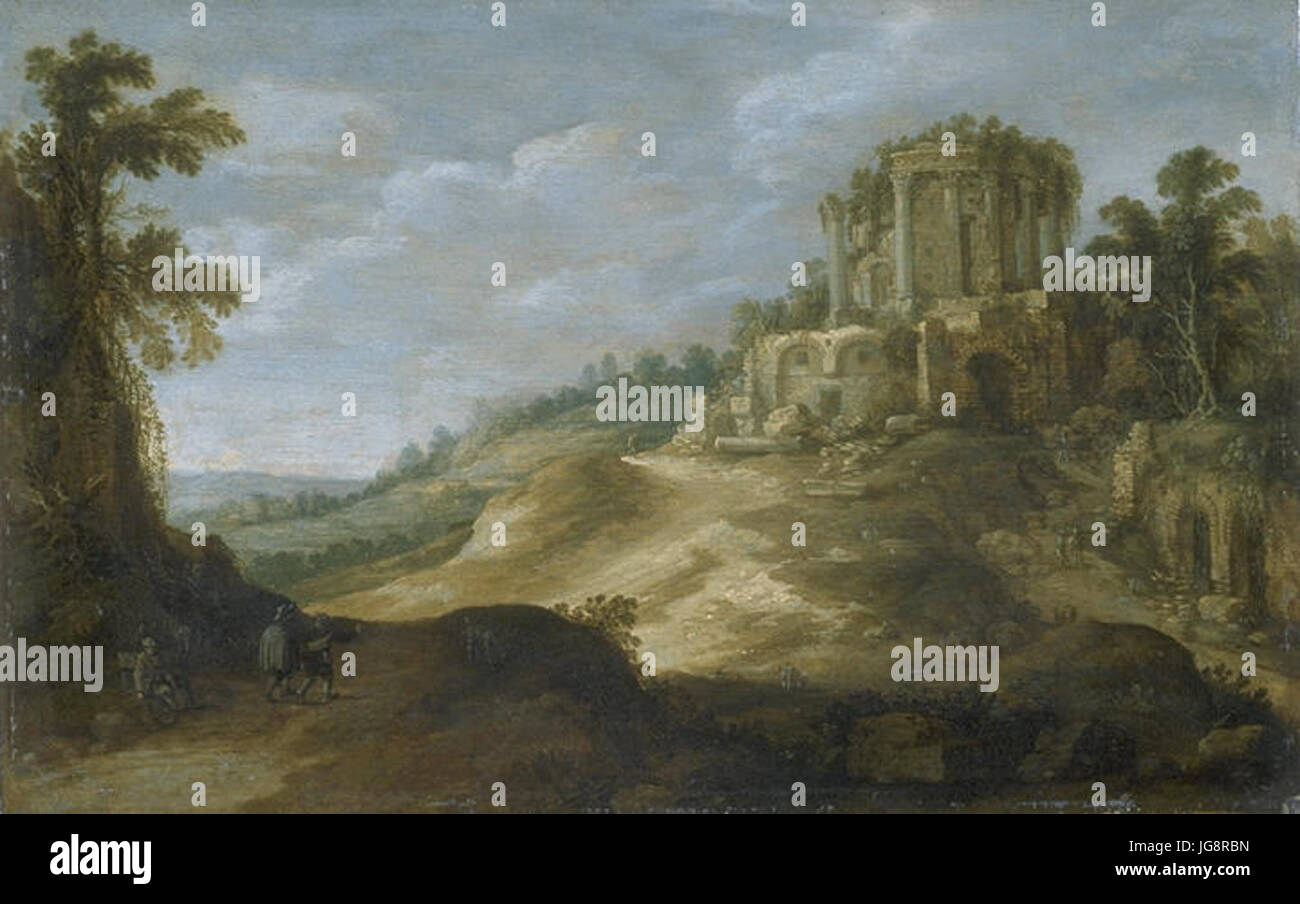 Vue du temple de la Sybille à Tivoli par Paul Bril Banque D'Images