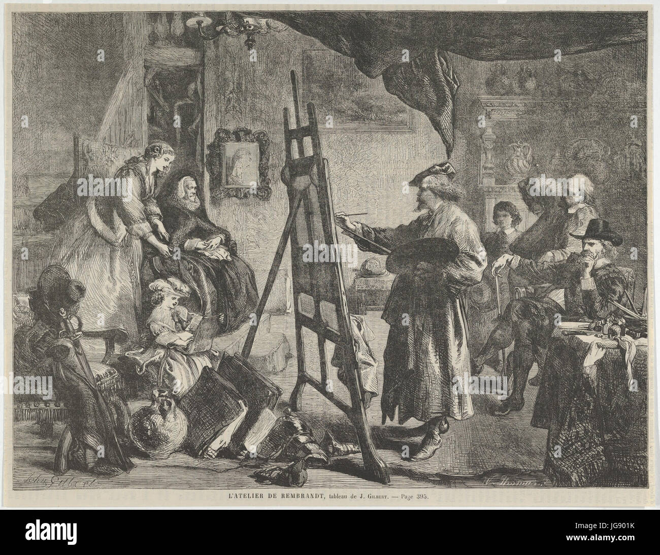 William Luson Thomas - L'atelier de Rembrandt, tableau de J. Gilbert Banque D'Images