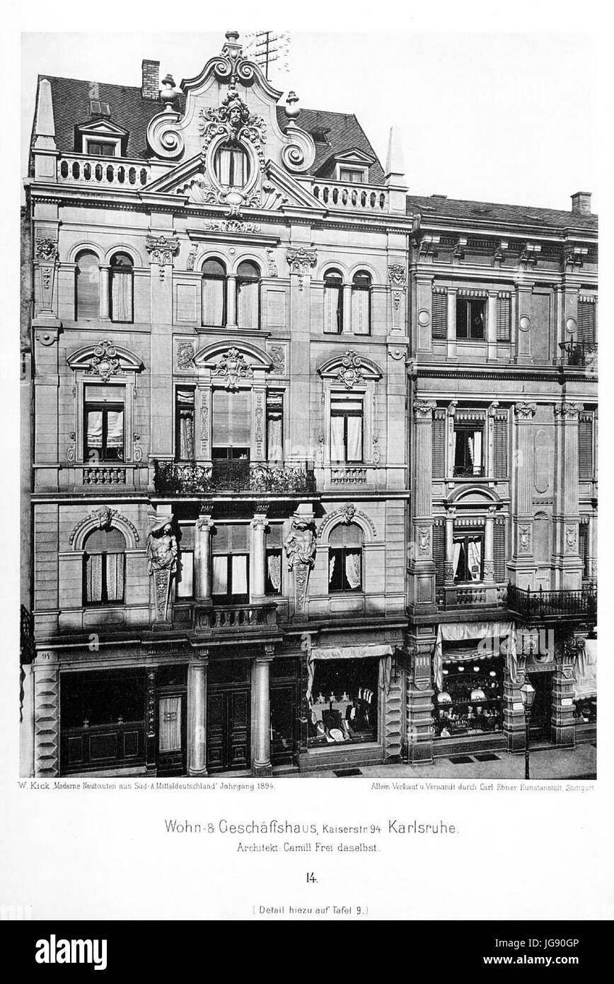 Wohn- und Geschäftshaus Kaiserstr. 94 Karlsruhe, Architekt Camill Frei aus Karlsruhe, 14 Tafel, Kick Jahrgang I Banque D'Images Wohn- und Geschäftshaus Kaiserstr. 94 Karlsruhe, Architekt Camill Frei aus Karlsruhe, 14 Tafel, Kick Jahrgang I Banque D'Images
