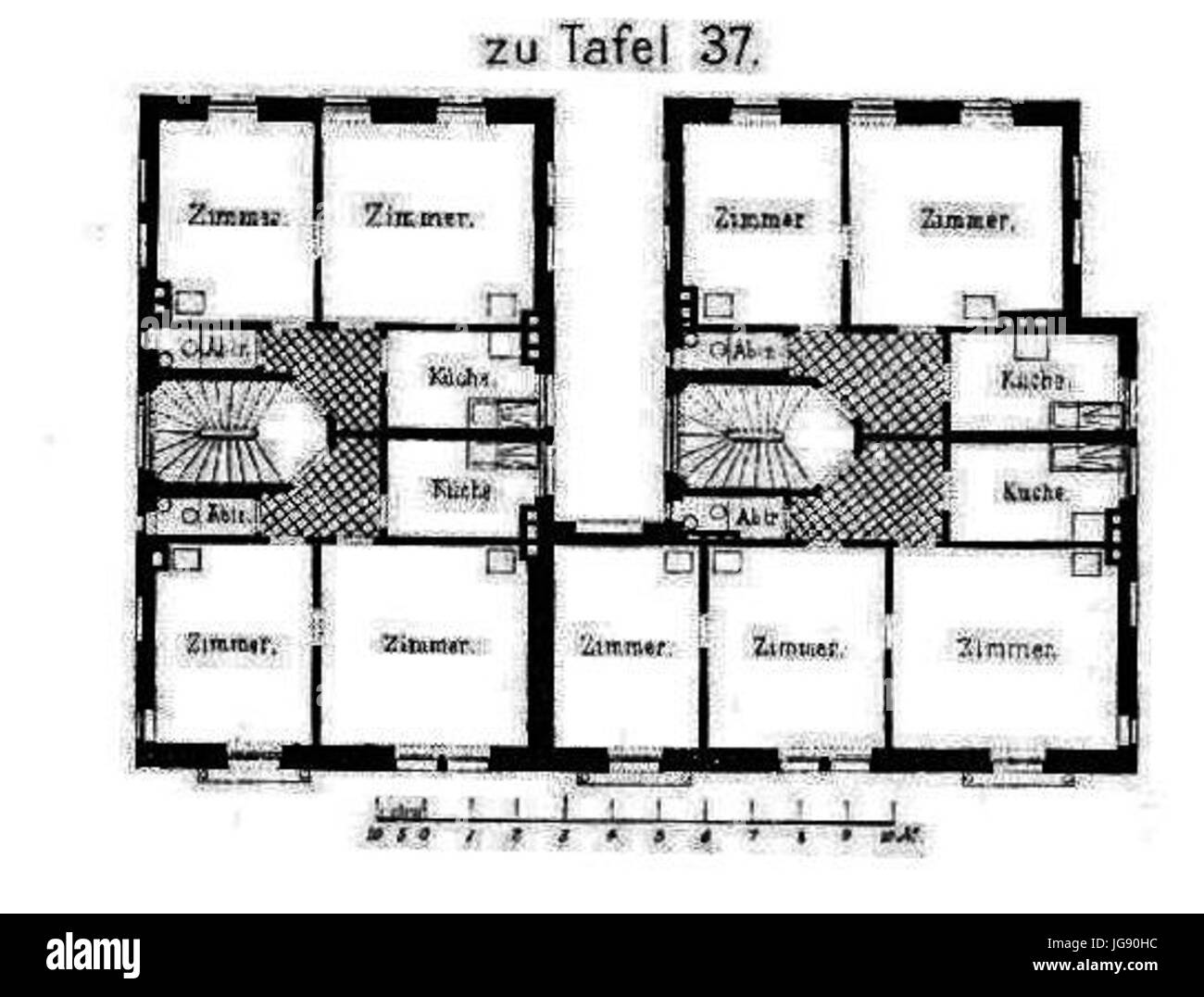 Wohnhaus Böblingerstr. 7 9 Stuttgart und Architekt R. Reinhardt Prof. Kgl. techn. Hochschule Stuttgart erbaut von G. Widmann Werkmeister aus Stuttgart Grundriss 37 Tafel Jahrgang I Kick Banque D'Images