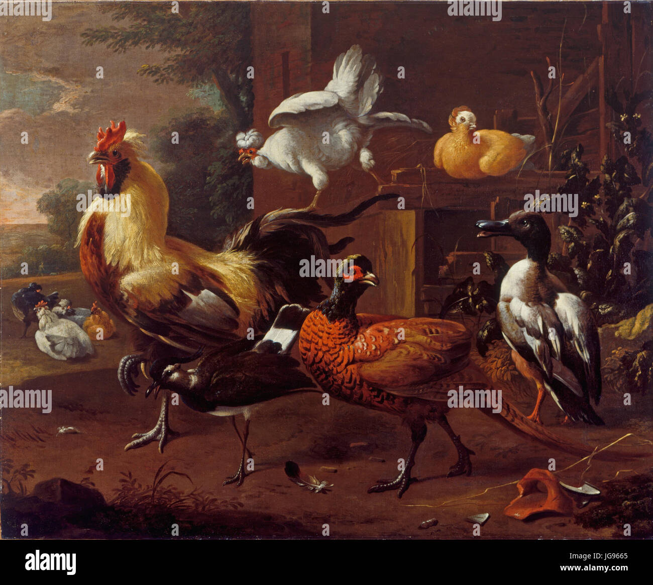 Melchior de Hondecoeter Hühnerhof Banque D'Images