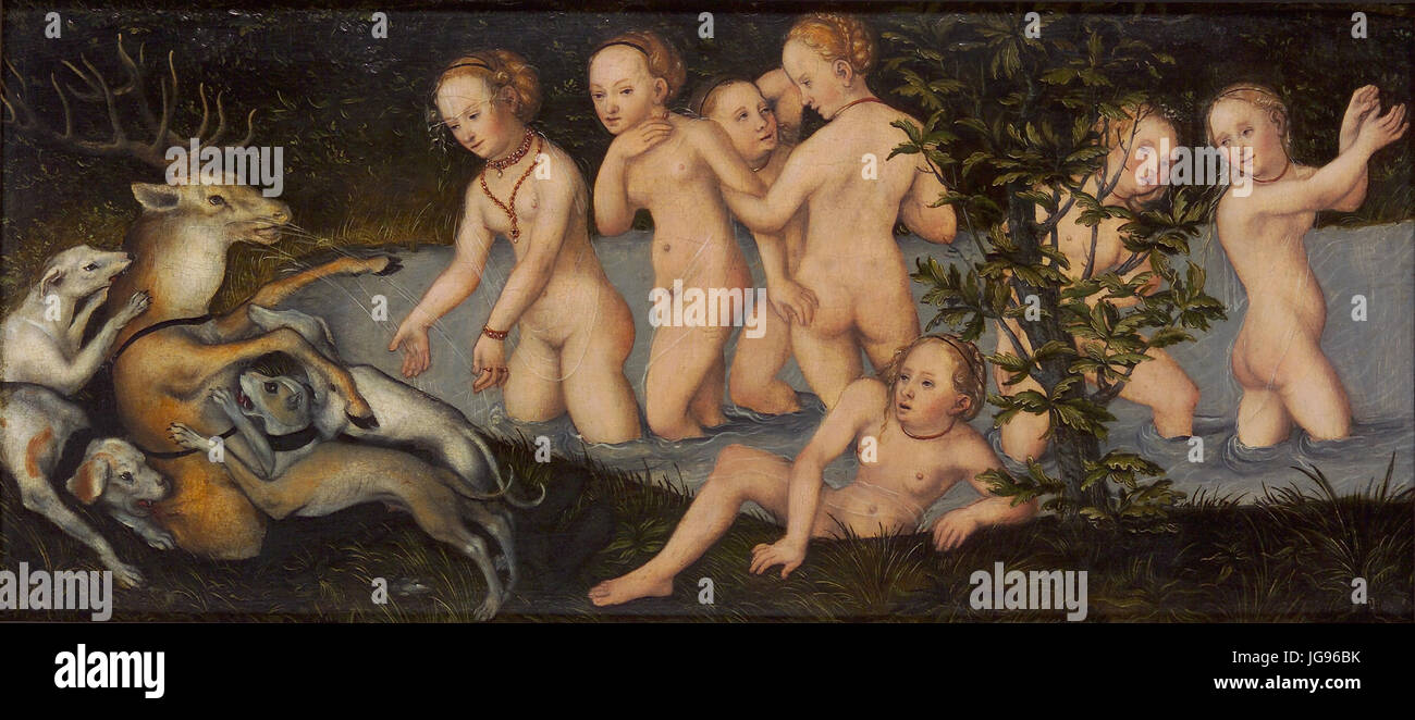 Lucas Cranach d.Ä. - Diana und Aktäon (Hessisches Landesmuseum) Banque D'Images