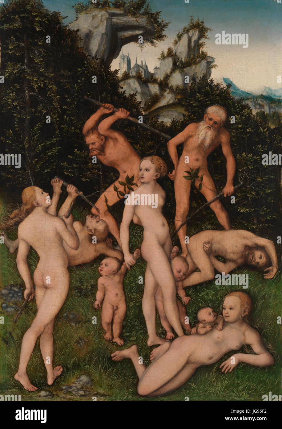 Lucas Cranach d.Ä. - Die Früchte der Eifersucht (Das silberne Zeitalter), Banque D'Images