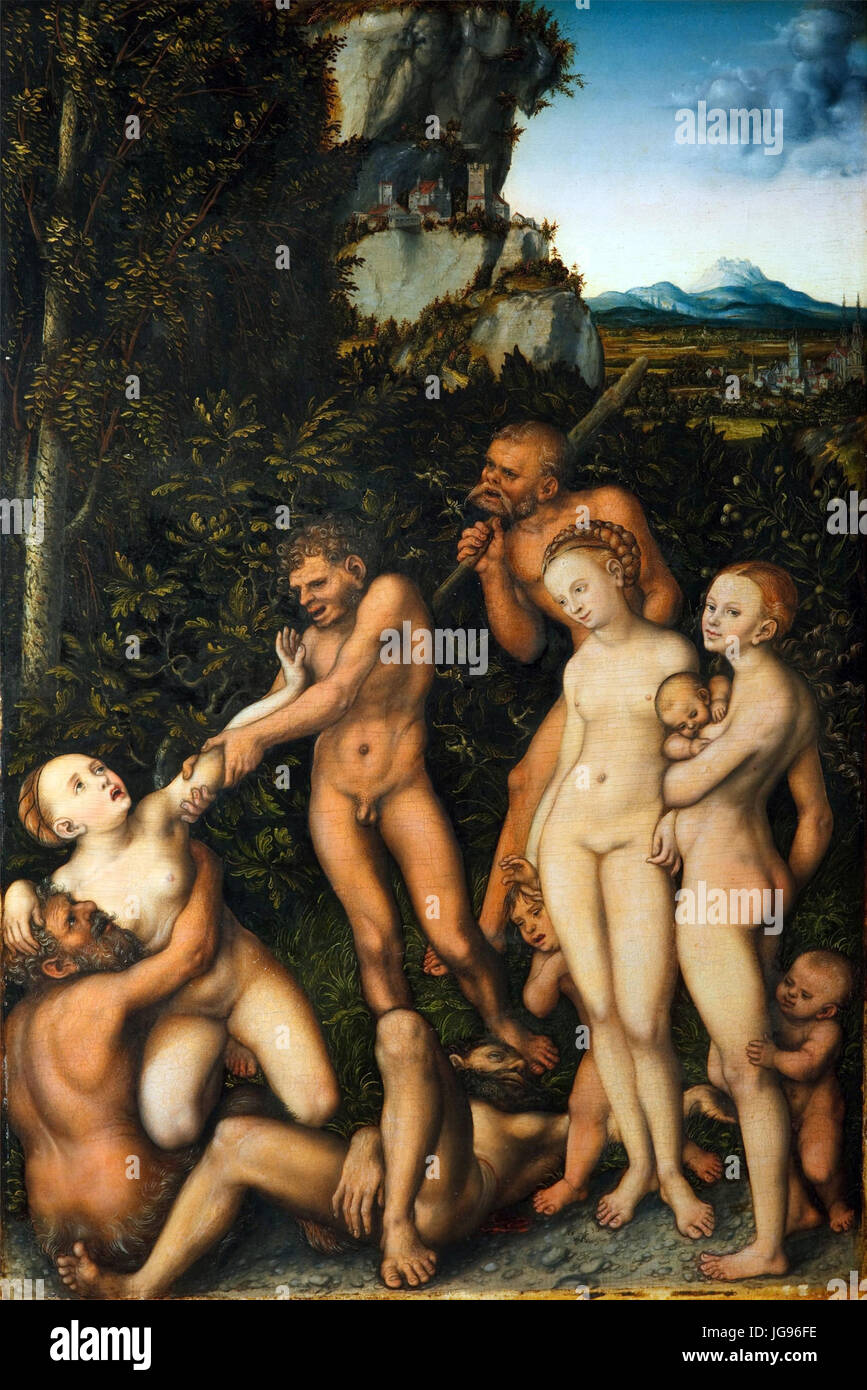 Lucas Cranach d.Ä. - Die Früchte der Eifersucht (Das silberne Zeitalter), Musée Puschkin Banque D'Images