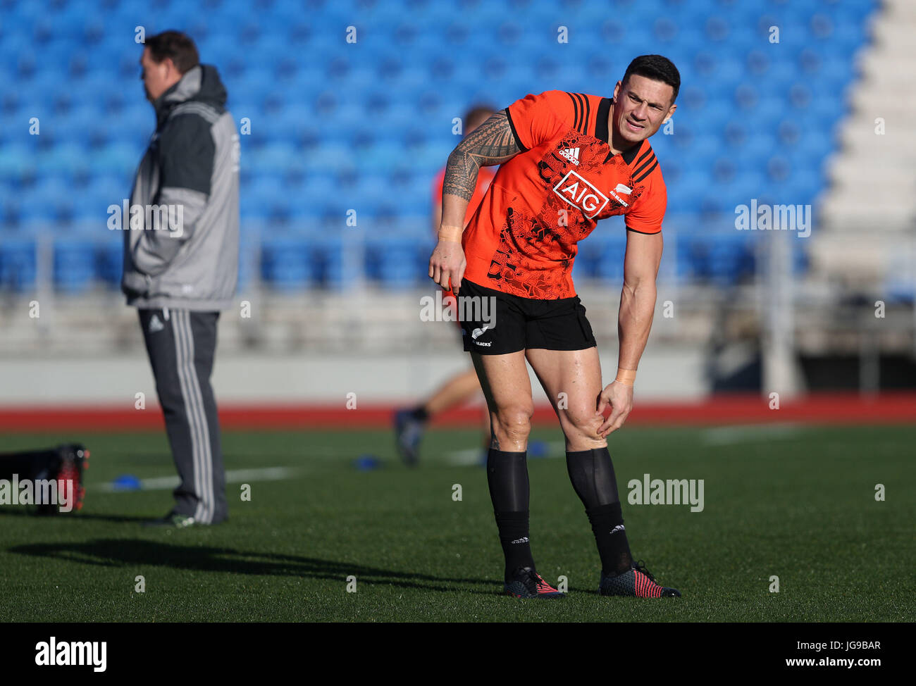 New Zealand's Sonny Bill Williams lors d'une séance de formation à la fiducie Arena, Henderson. Banque D'Images