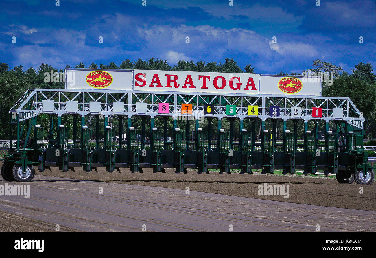 Un départ à Saratoga Race Track à Saratoga Springs, New York Banque D'Images