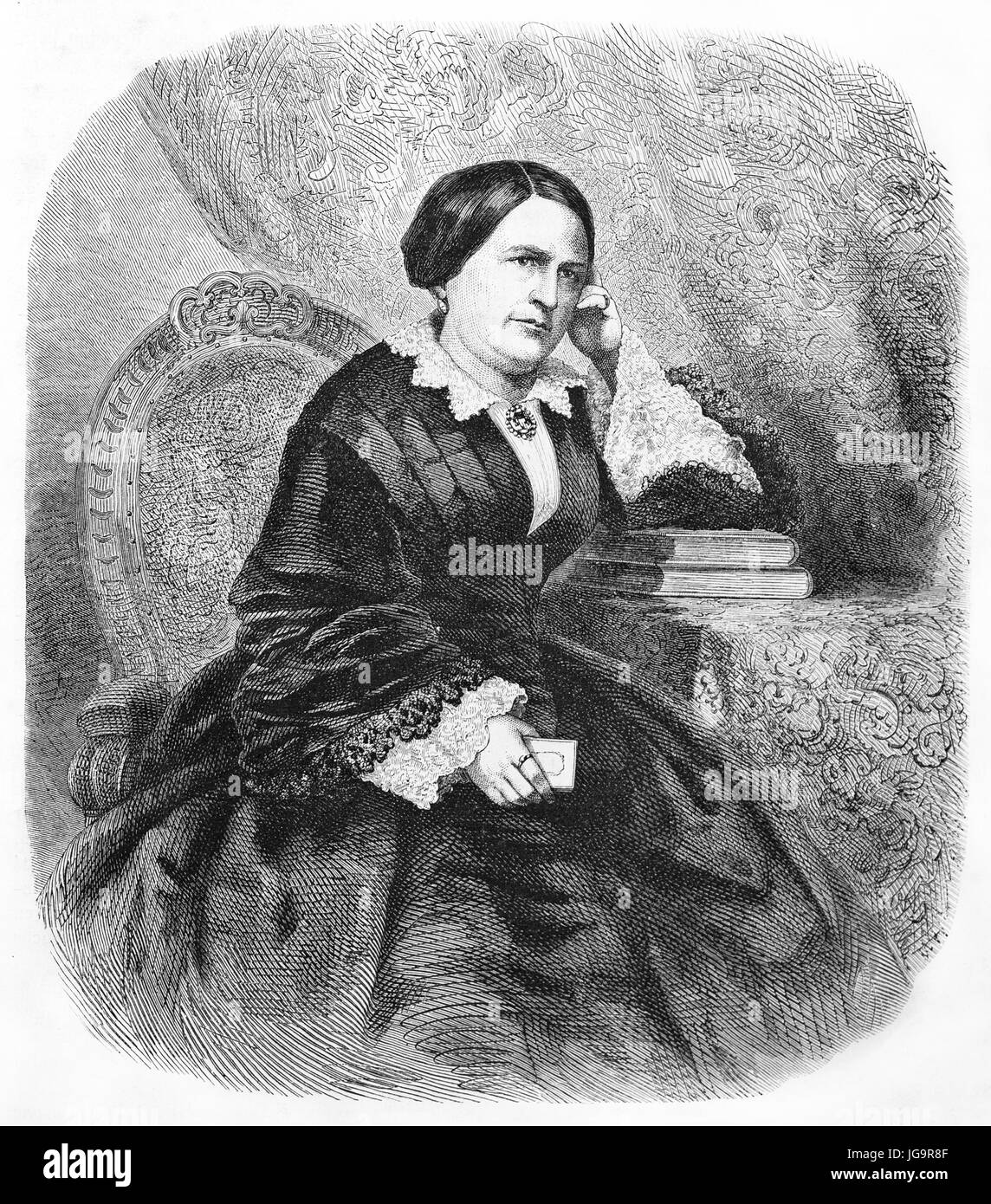 Ancienne Egraved portrait d'Agostina Palacio De Libarona (1822 - ?), l'héroïne de l'Argentine. Créé par Trichon, chapon et Riou, publié sur le Tour du Mon Banque D'Images