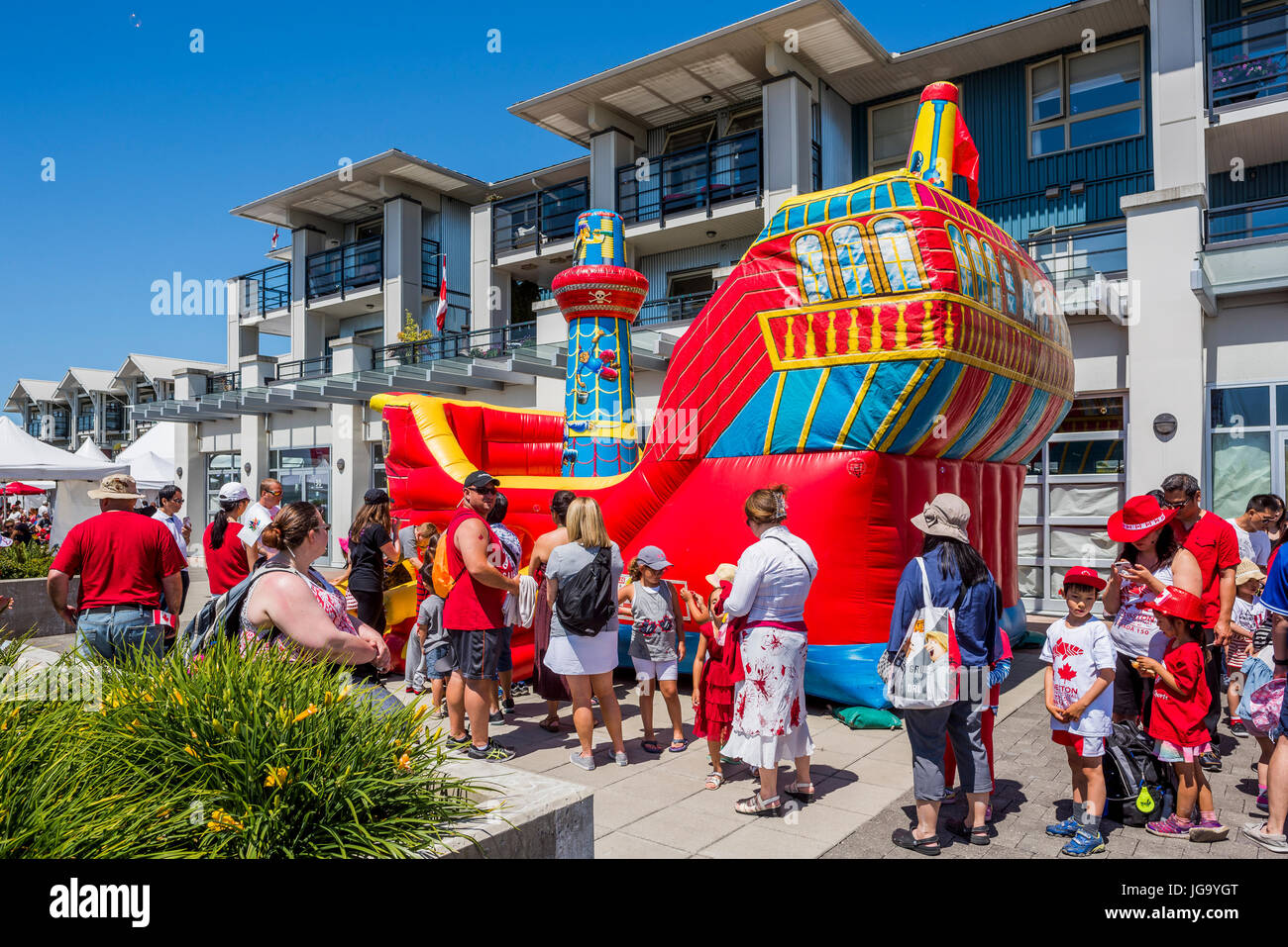 Foire de rue de la fête du Canada, village de Steveston, Richmond, British Columbia, Canada. Banque D'Images