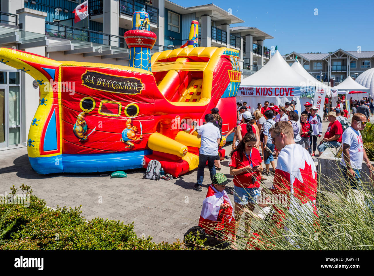 Foire de rue de la fête du Canada, village de Steveston, Richmond, British Columbia, Canada. Banque D'Images
