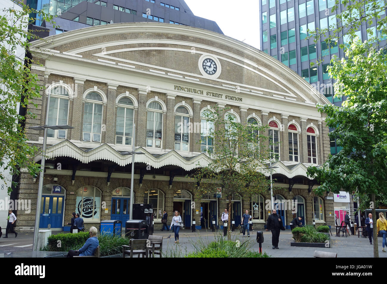 Vue de face de la gare de Fenchurch Street à Londres UK Banque D'Images