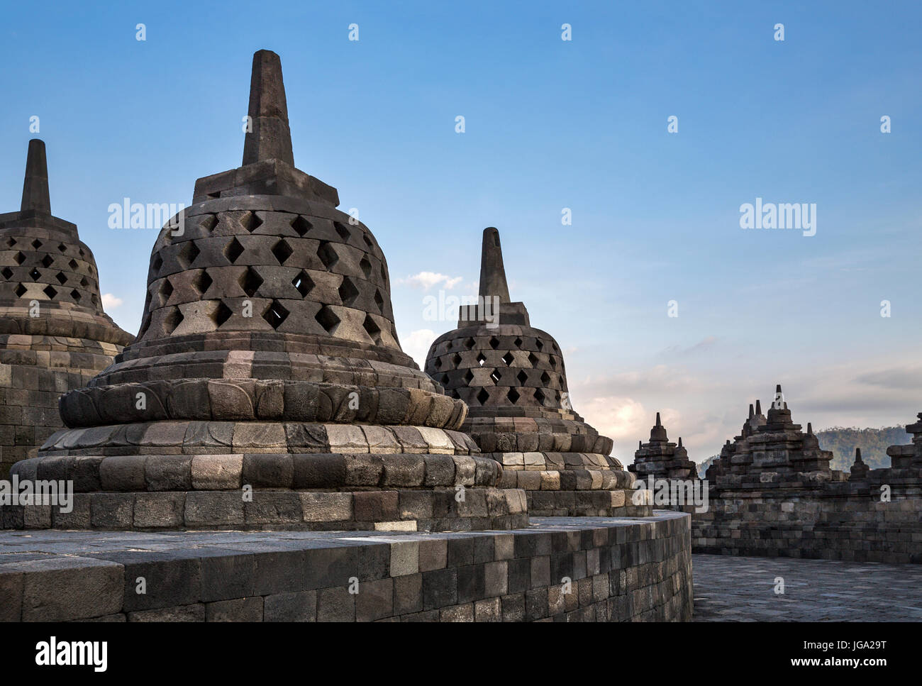 Temple de Borobudur, l'île de Java, Jogjakarta, Indonésie Banque D'Images