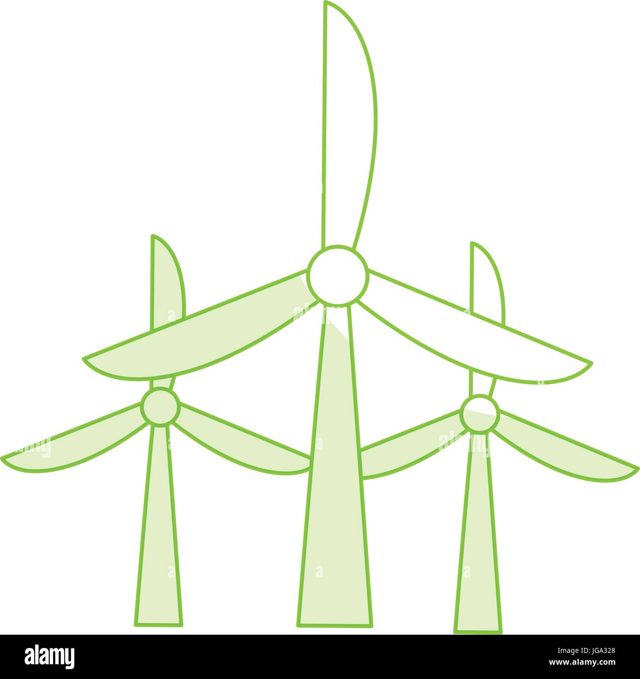 Silhouette windpower la technologie pour la protection de l'environnement Illustration de Vecteur