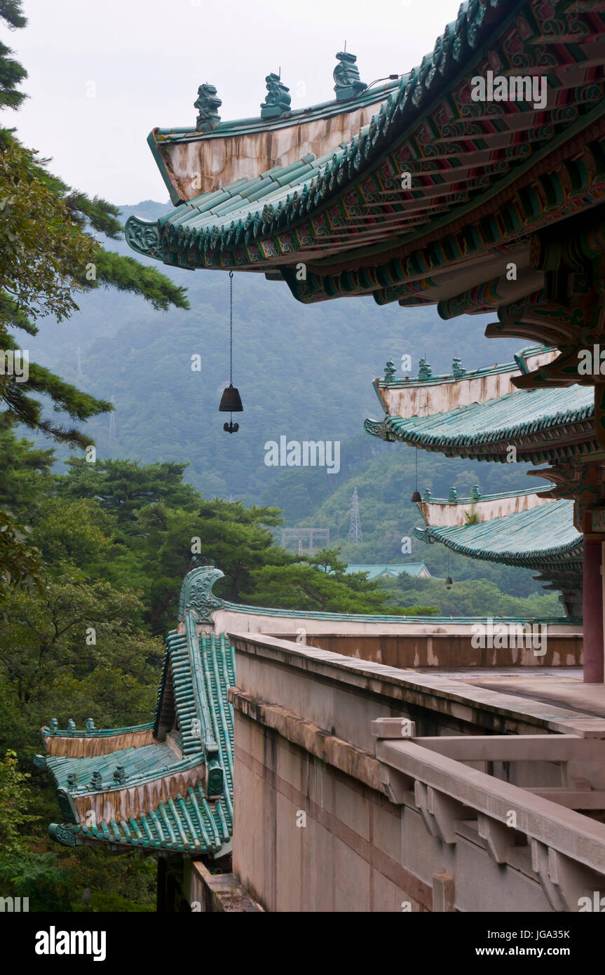 Kim Il Sungs sur du trésor sainte montagne Myohyangsan, la Corée du Nord Banque D'Images