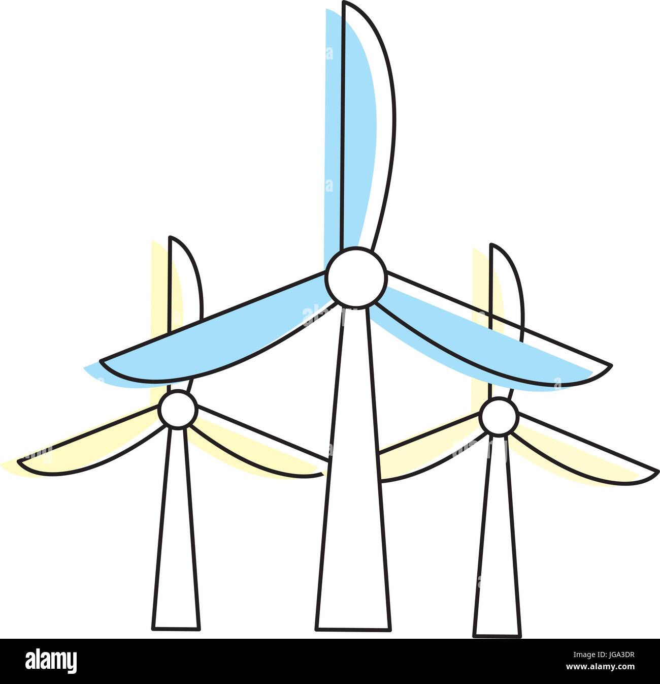 La technologie de l'énergie éolienne à la protection de l'environnement Illustration de Vecteur