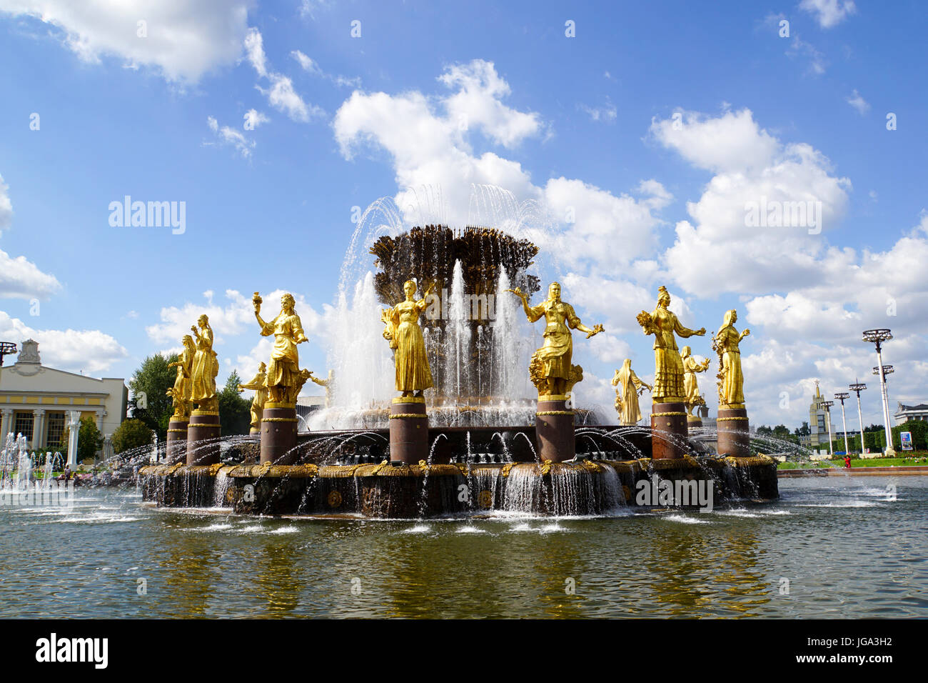 L'amitié des Nations fontaine, Centre d'exposition de toute la Russie, Moscou, Russie Banque D'Images