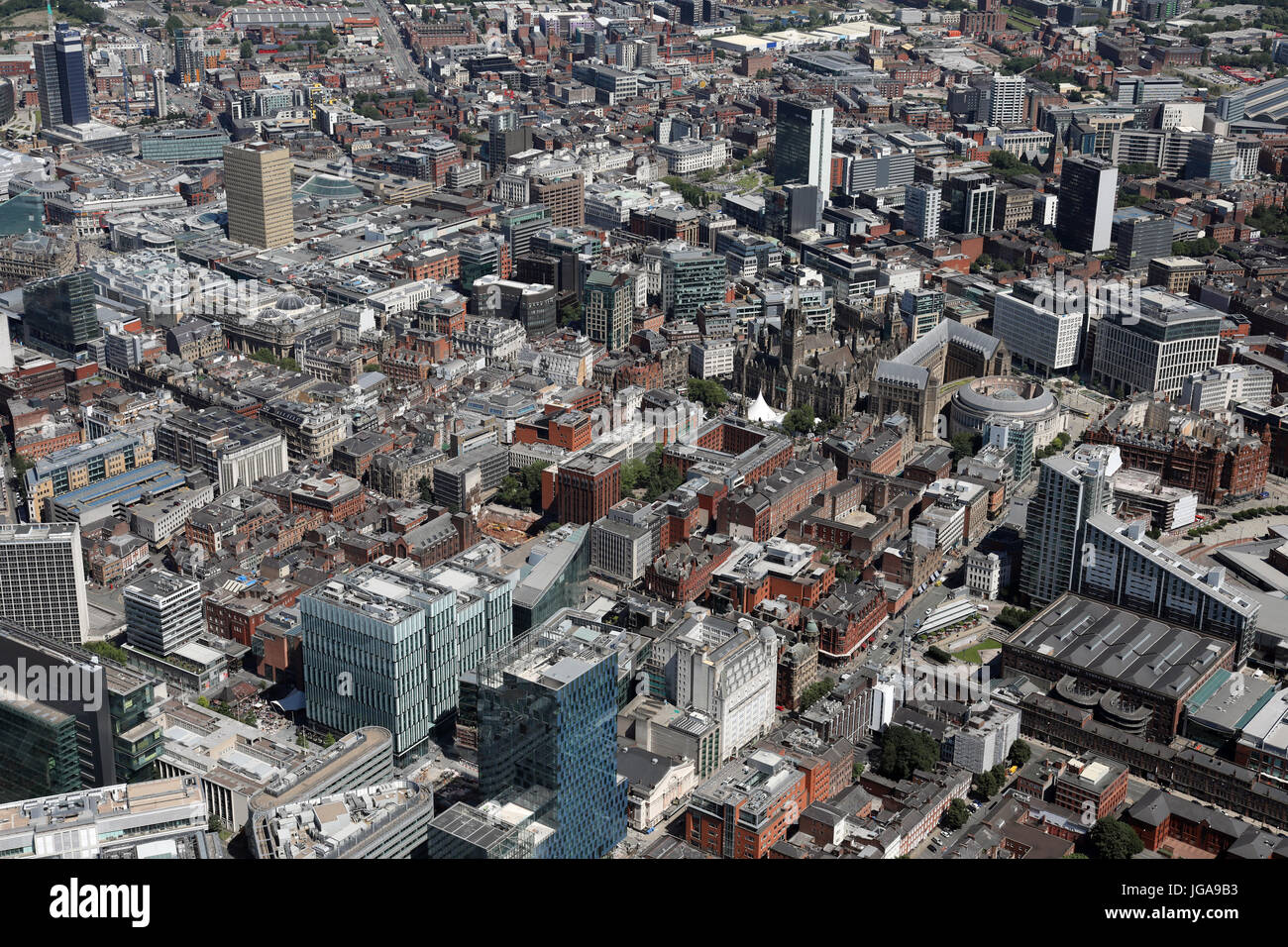 Vue aérienne du centre-ville de Manchester, Royaume-Uni Banque D'Images
