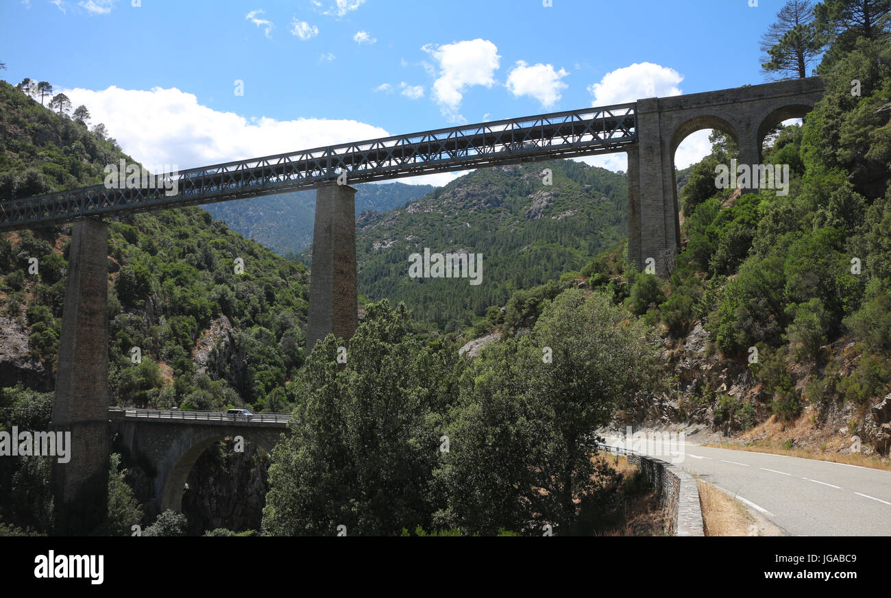 Pont Eiffel sur Vecchio torrent,Vivario,Corse Banque D'Images