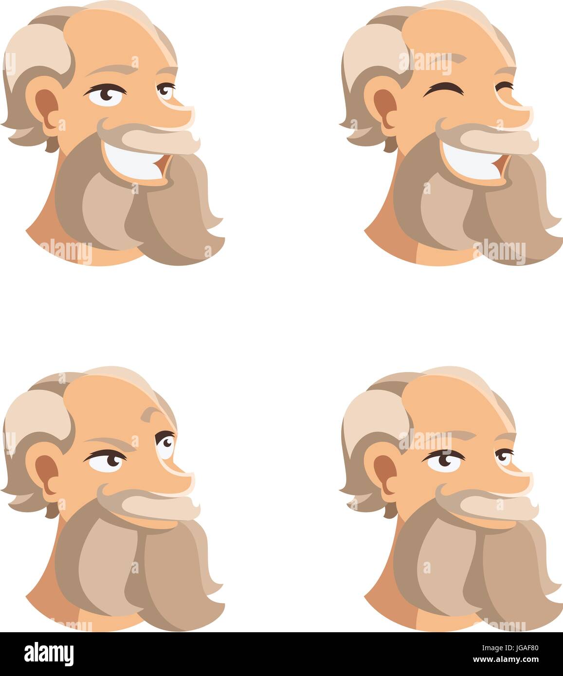 Ensemble d'icônes face vieil homme Illustration de Vecteur