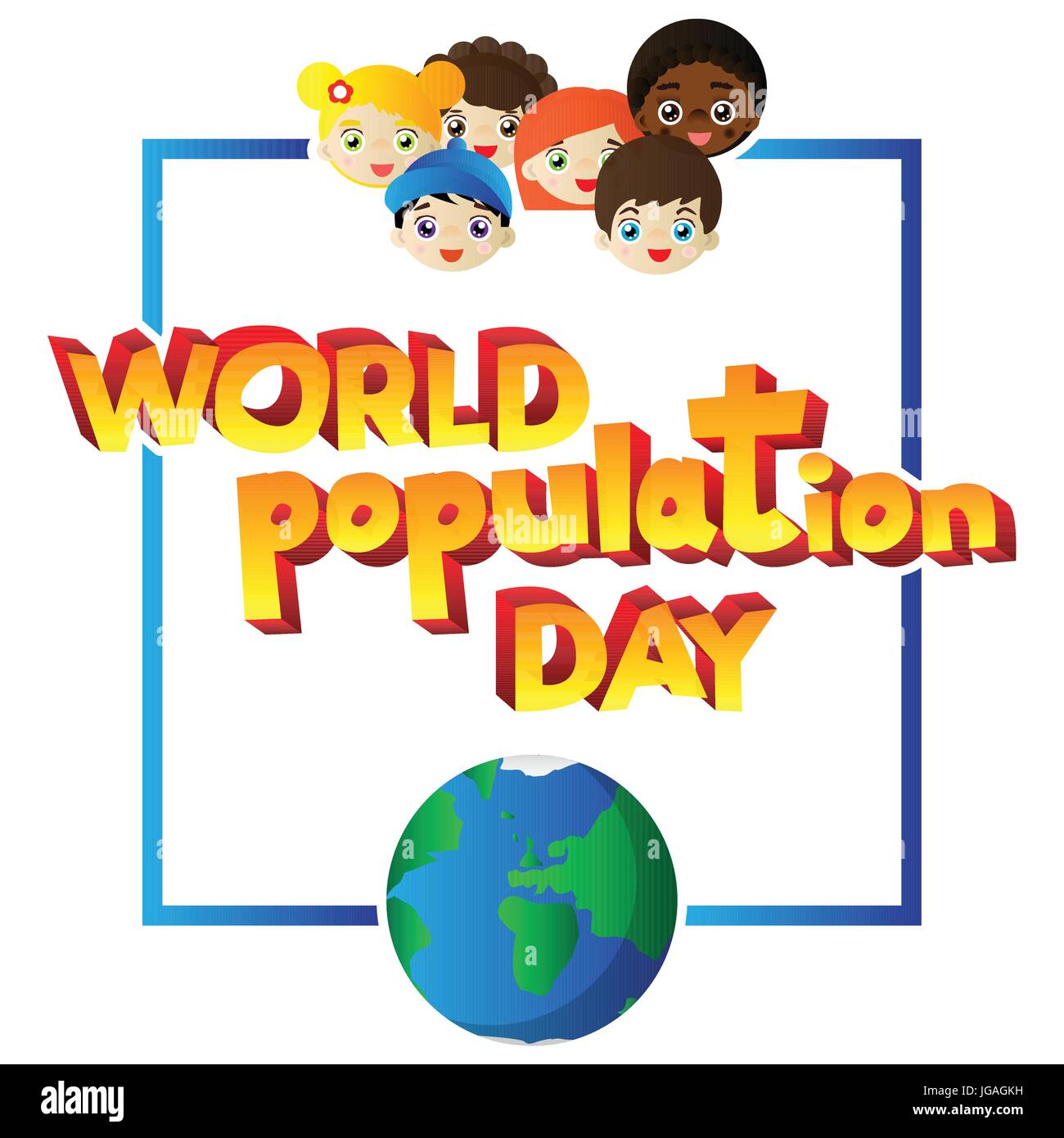 Vector illustration bannière, carte de vœux ou poster pour la Journée mondiale de la population. Illustration de Vecteur