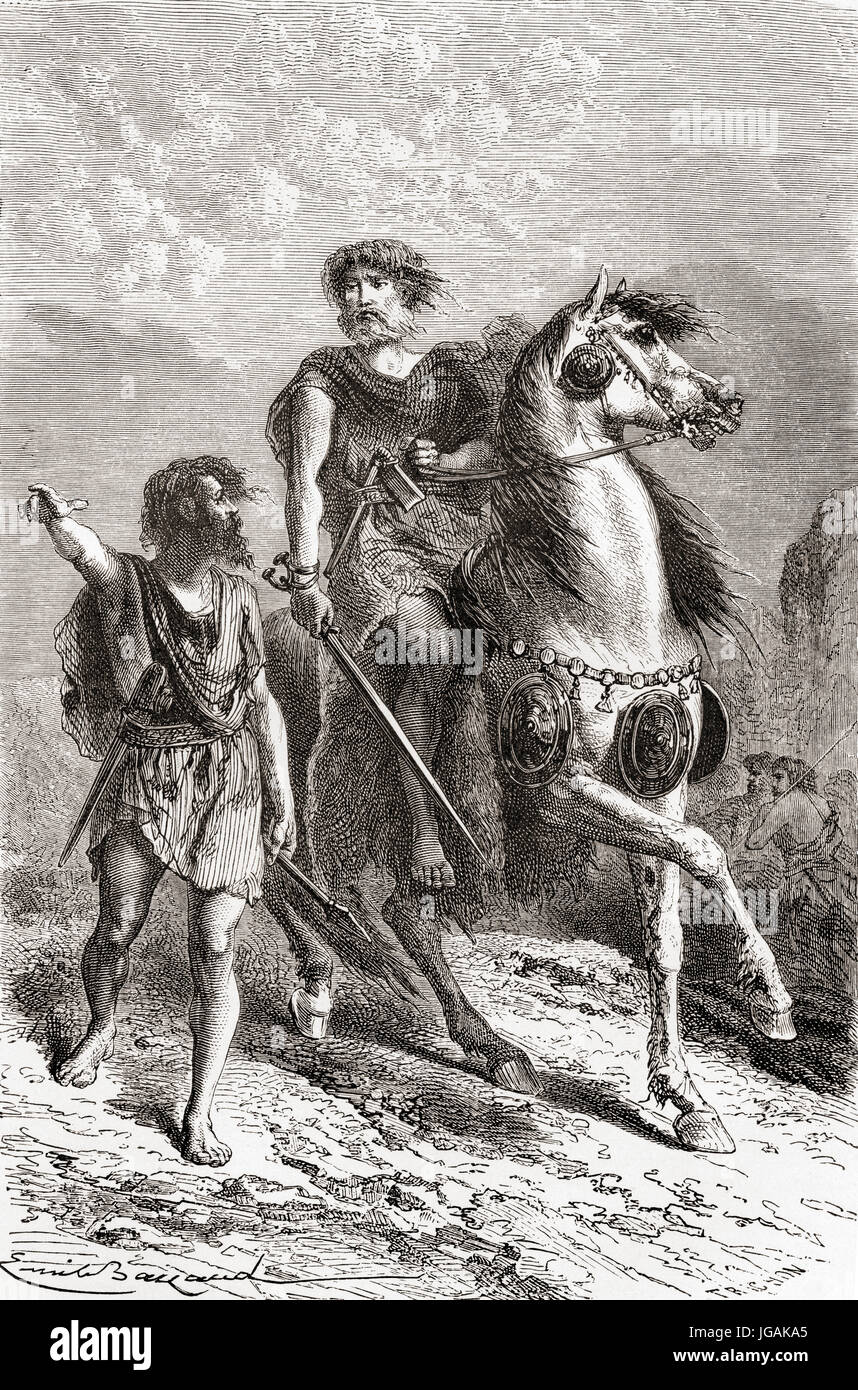 Les guerriers de l'âge du bronze. À partir de l'homme primitif, publié en 1870. Banque D'Images