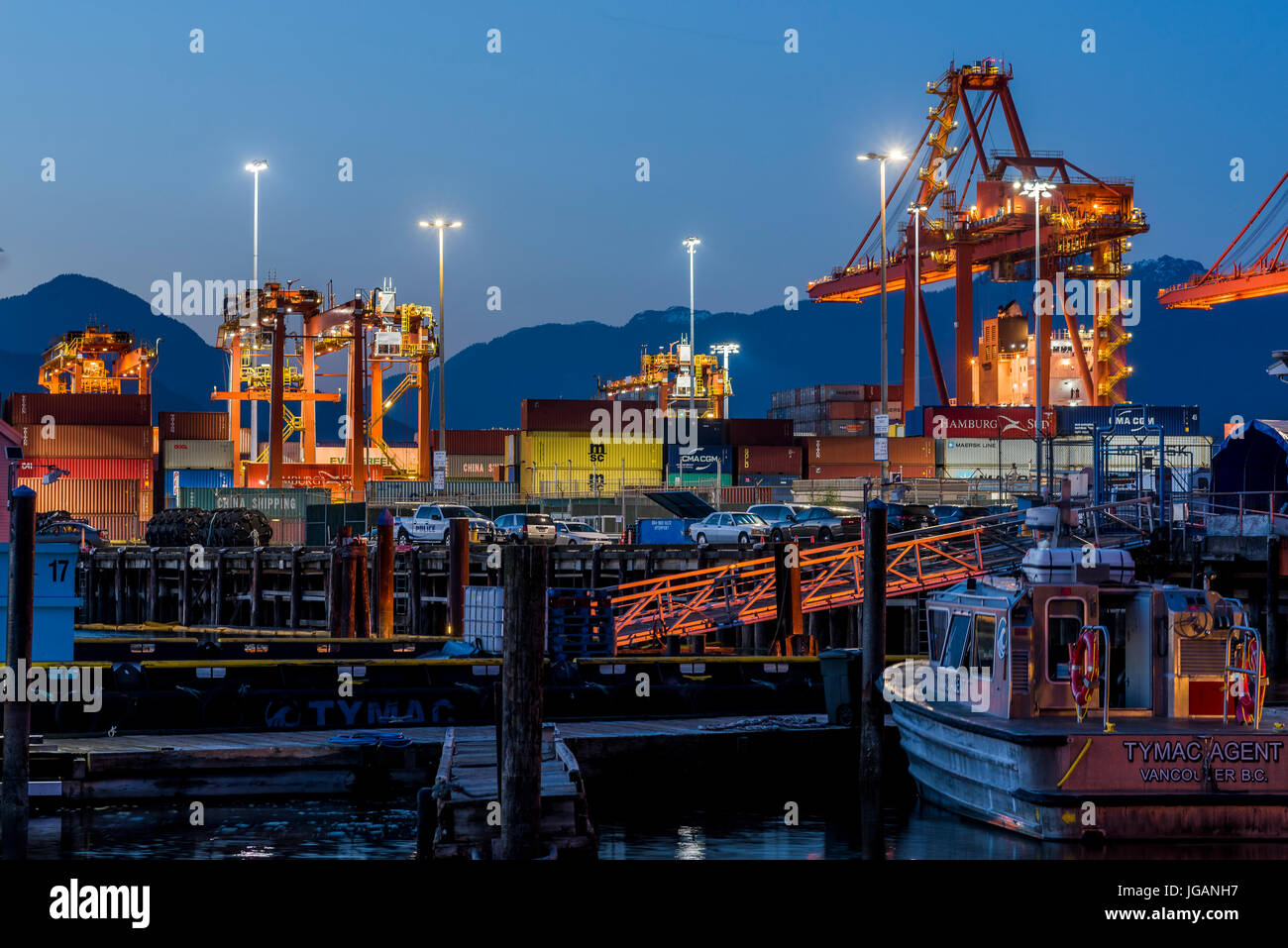 Les quais du port de Vancouver, Vancouver, Colombie-Britannique, Canada. Banque D'Images