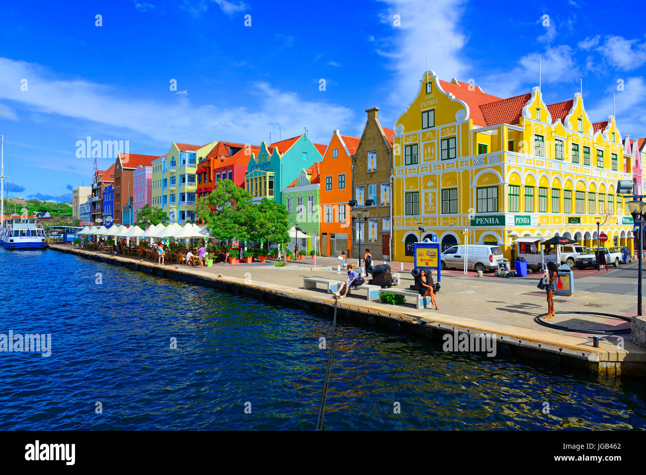Maisons de marchands Handelskade Willemstad Curaçao île des Caraïbes néerlandaises Pays-bas le Sud de l'île des Caraïbes Croisière de Miami en Floride Banque D'Images