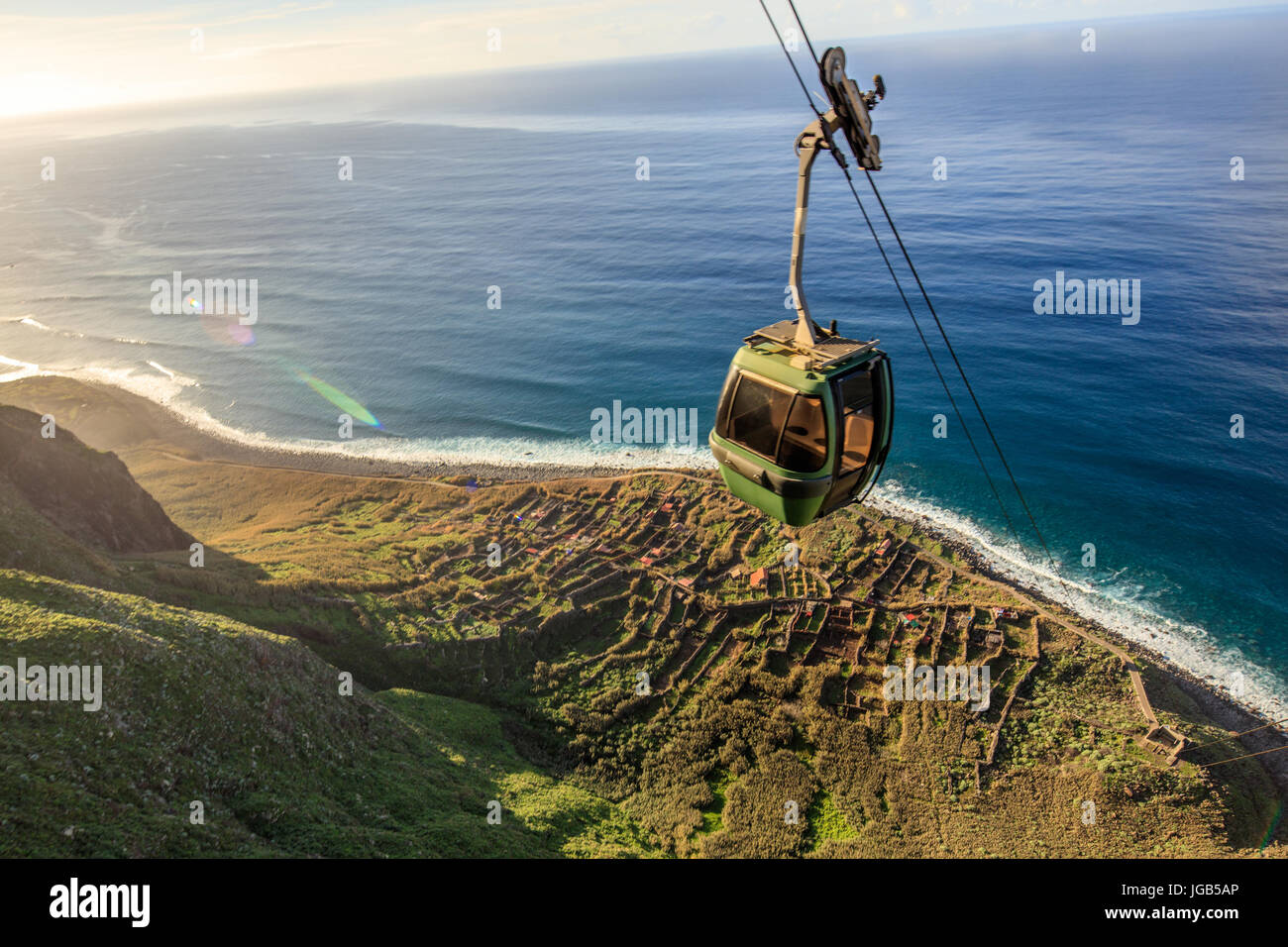 Cable car en descendant le long des falaises, Achadas da Cruz, Madeira,  Portugal Photo Stock - Alamy