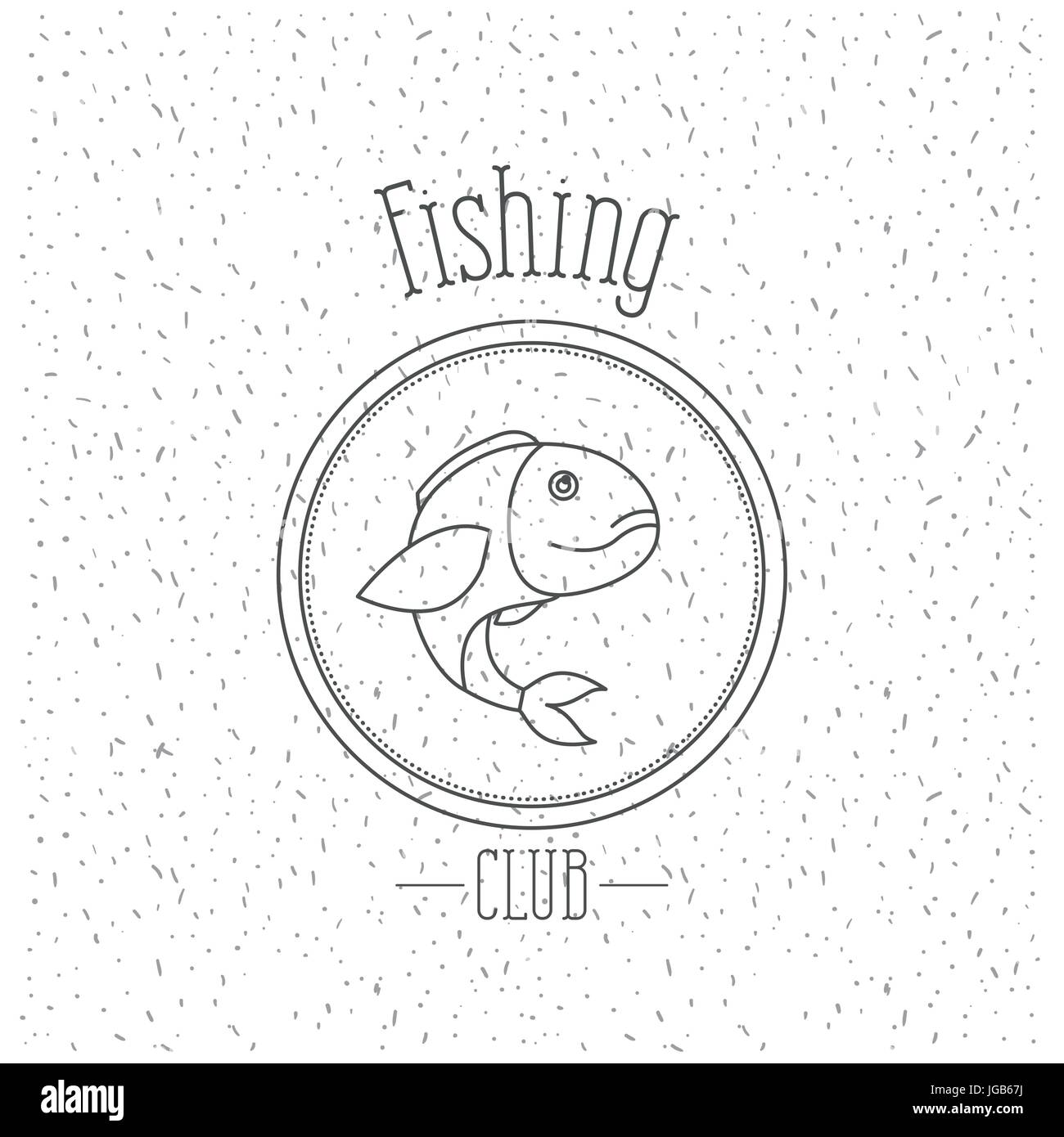 Fond blanc avec éclat de silhouette monochrome emblème avec l'achigan à grande bouche logo poisson fishing club Illustration de Vecteur