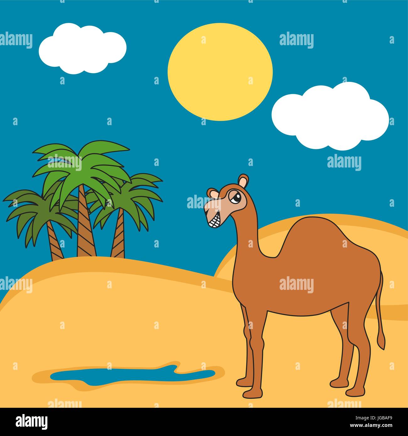 Cute cartoon dromadaire chameau dans le désert funny vector illustration Illustration de Vecteur