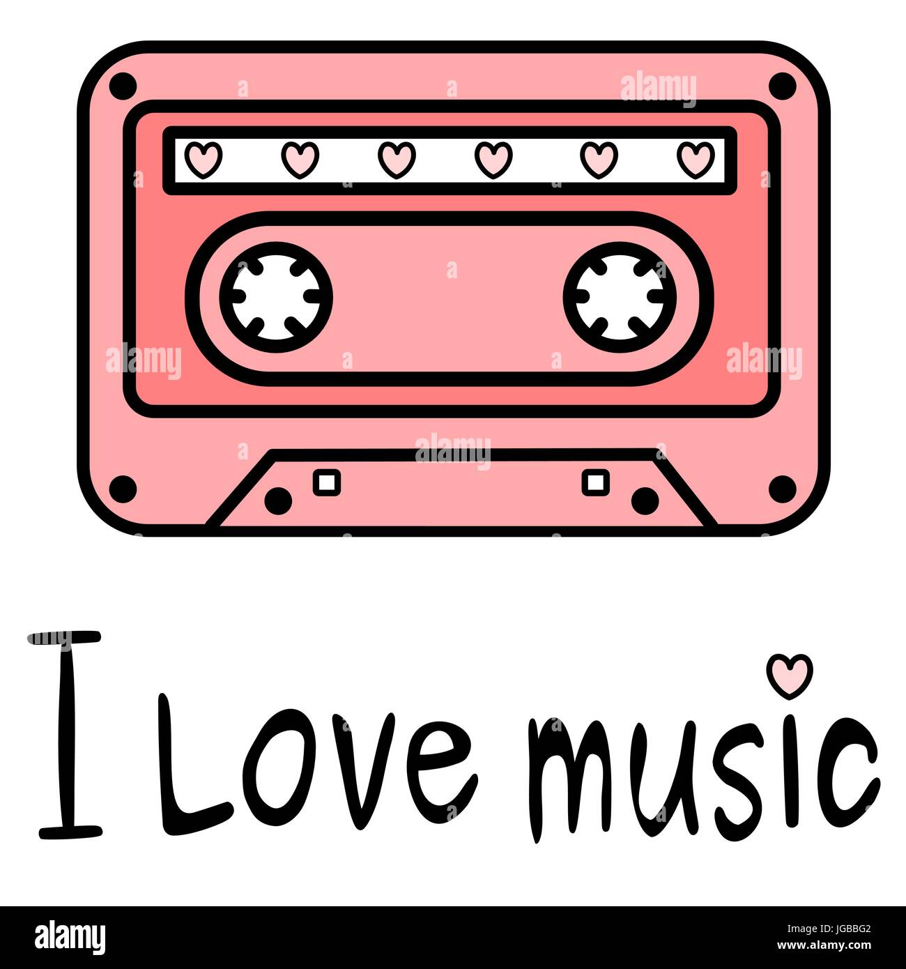Cute cartoon bande musique rose avec J'aime la musique quote vector illustration Illustration de Vecteur